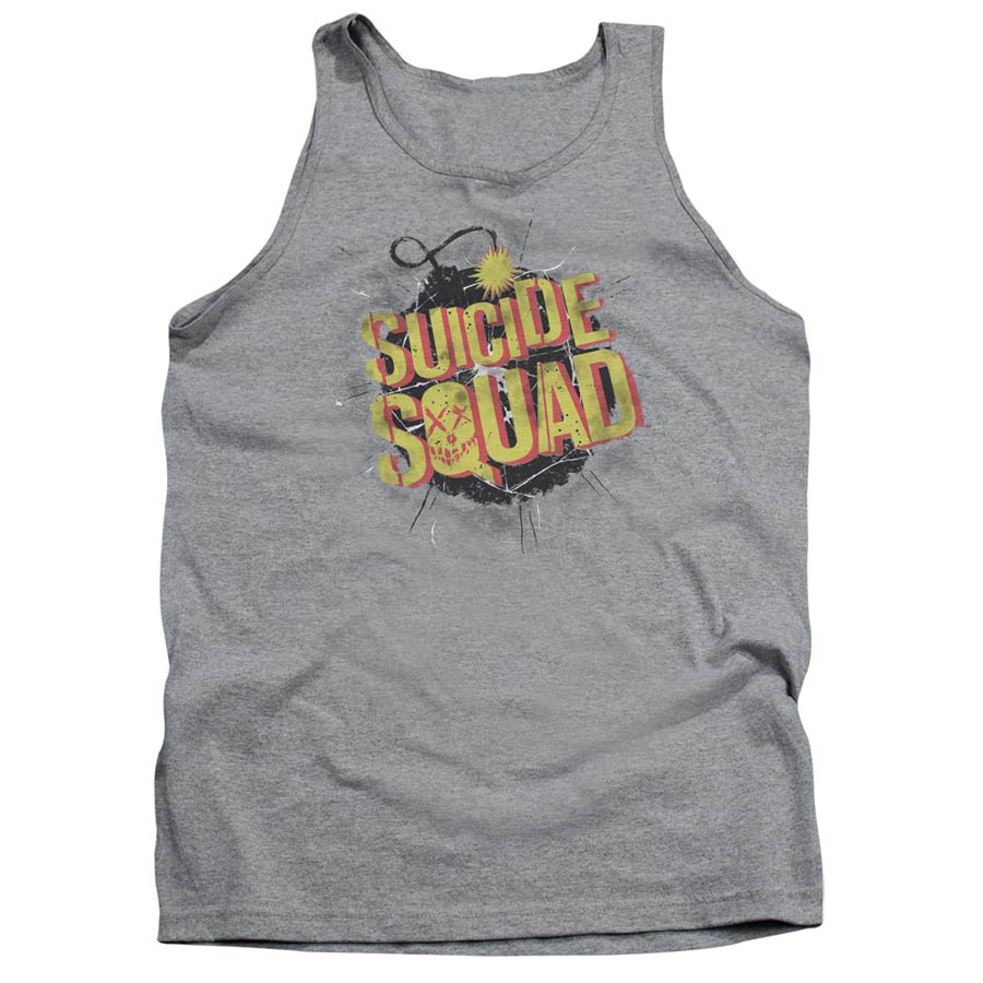 Suicide Squad Movie Vintage Bomb Adult Tank Top Athletic Heather T-Shirt Large