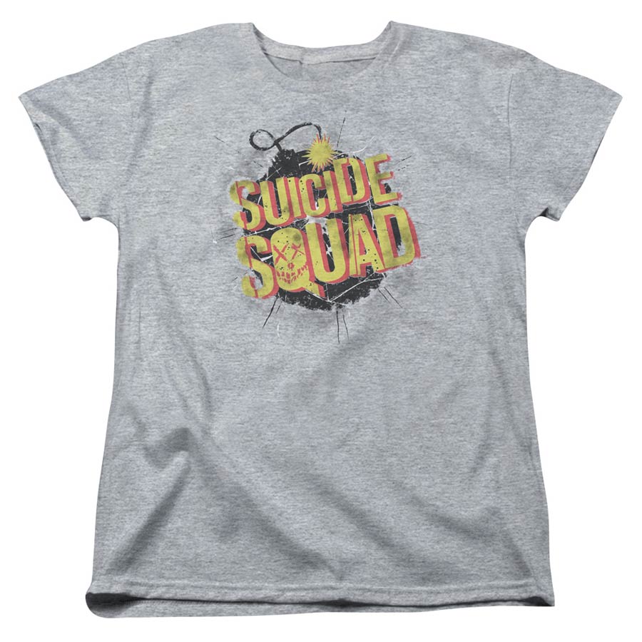 Suicide Squad Movie Vintage Bomb Womens Athletic Heather Short Sleeve T-Shirt Large