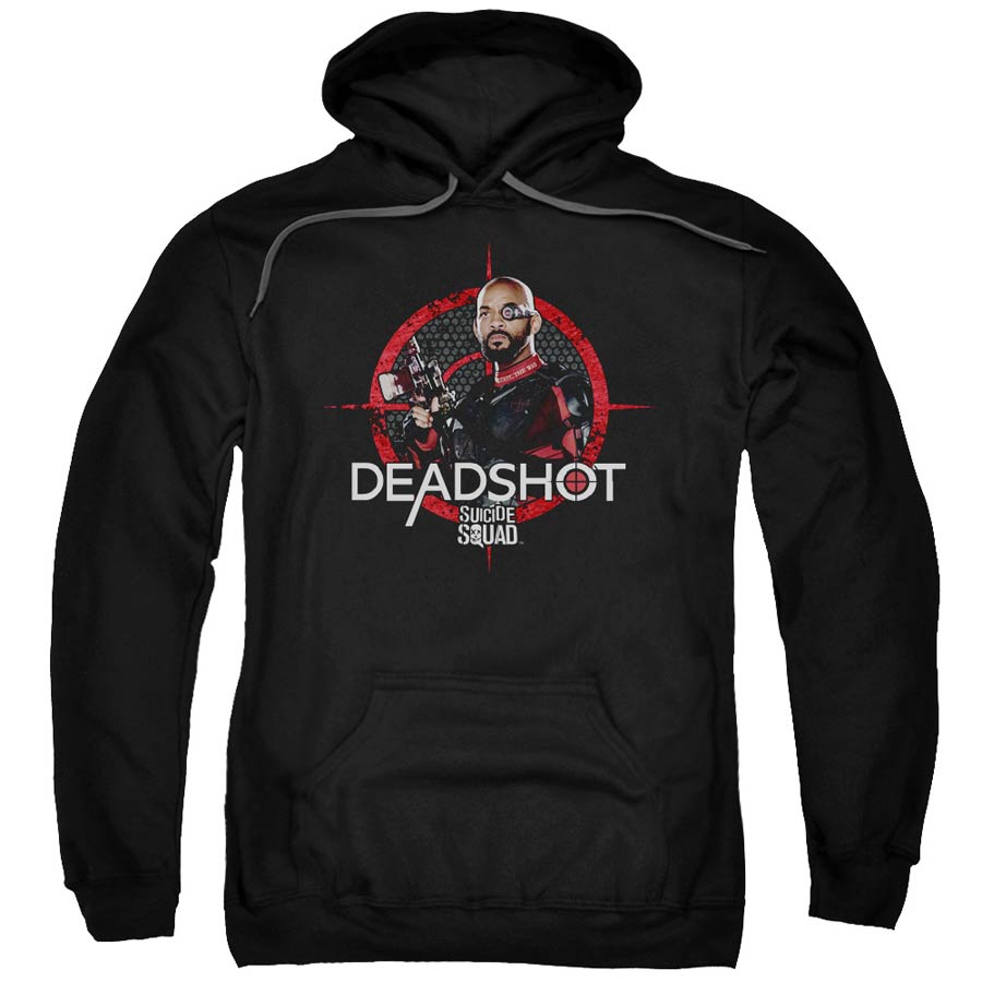 Suicide Squad Movie Deadshot Target Adult Pull-Over Black Hoodie Small