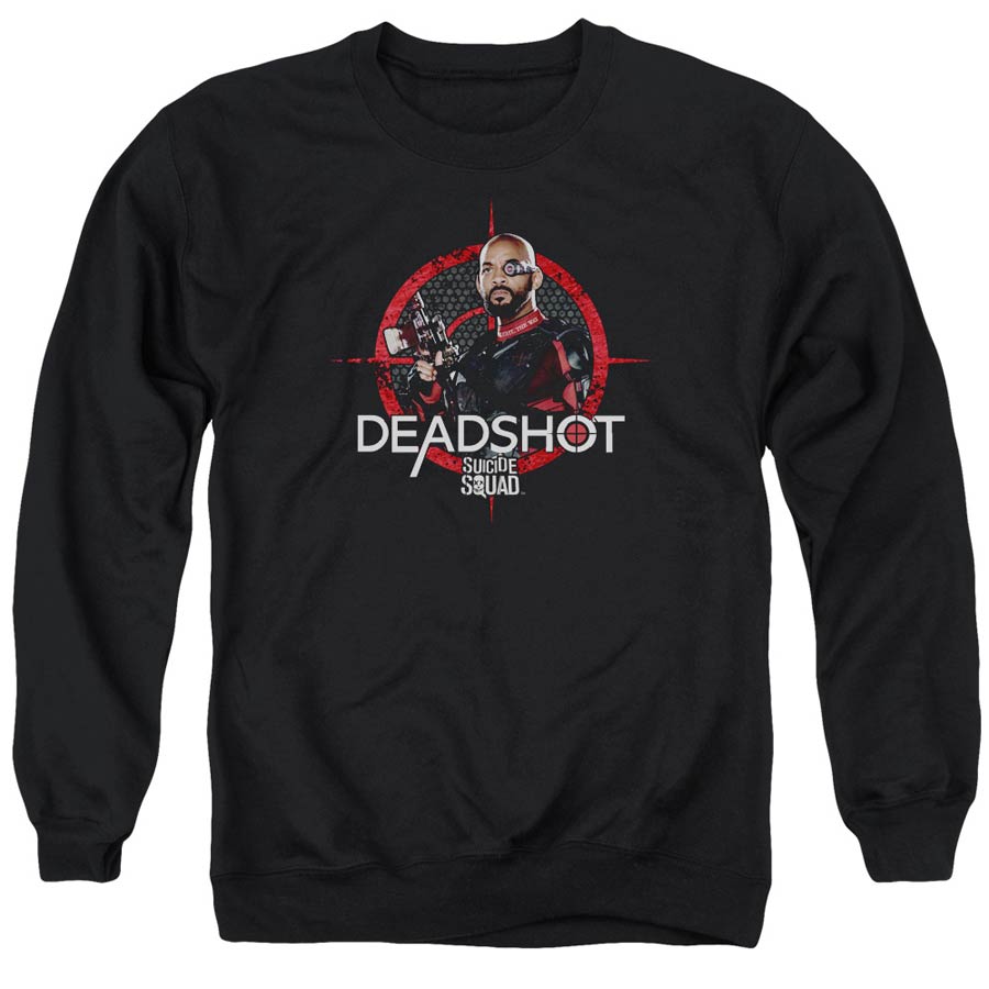 Suicide Squad Movie Deadshot Target Adult Black Crew Sweatshirt XXX-Large