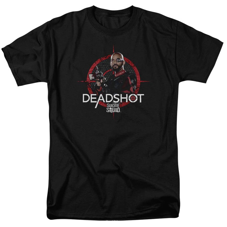Suicide Squad Movie Deadshot Target Adult 18/1 Black Short Sleeve T-Shirt XXXXX-Large
