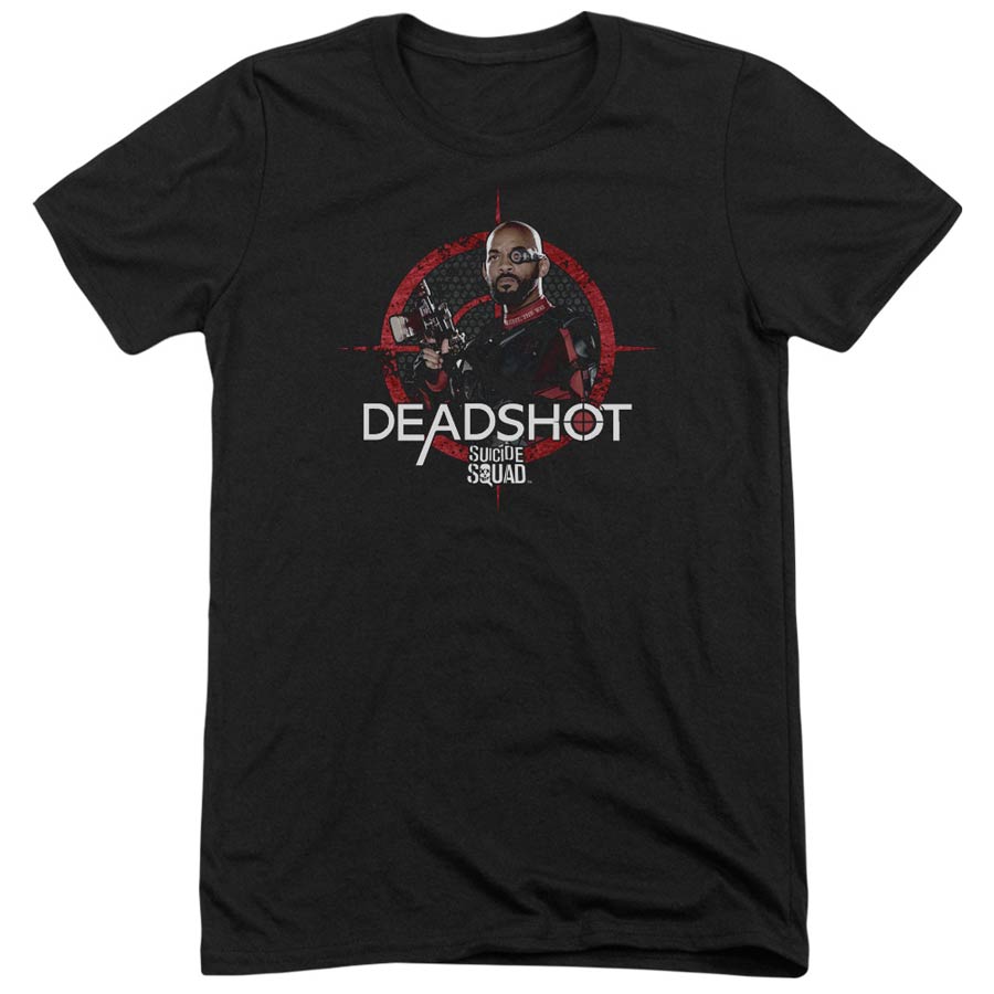 Suicide Squad Movie Deadshot Target Adult Tri-Blend Black Short Sleeve T-Shirt Large