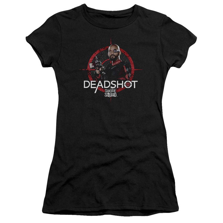 Suicide Squad Movie Deadshot Target Premium Bella Junior Sheer Jersey Black T-Shirt Large