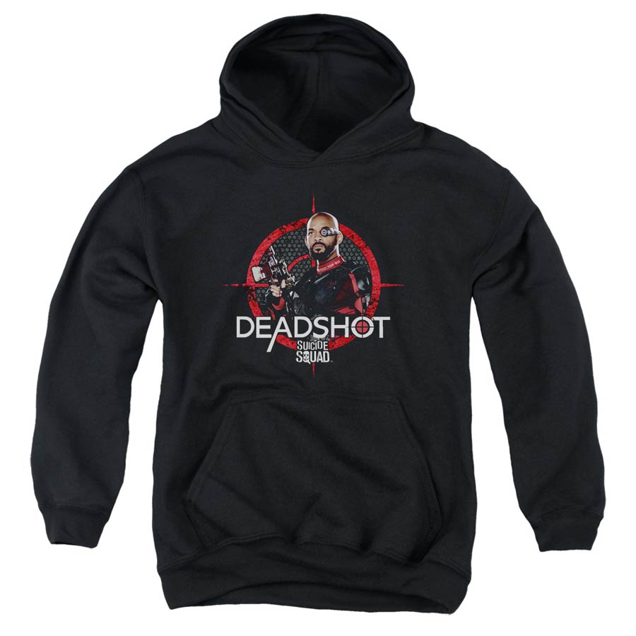 Suicide Squad Movie Deadshot Target Youth Pull-Over Black Hoodie X-Large