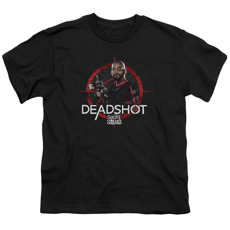 Suicide Squad Movie Deadshot Target Youth 18/1 Black Short Sleeve T-Shirt Large