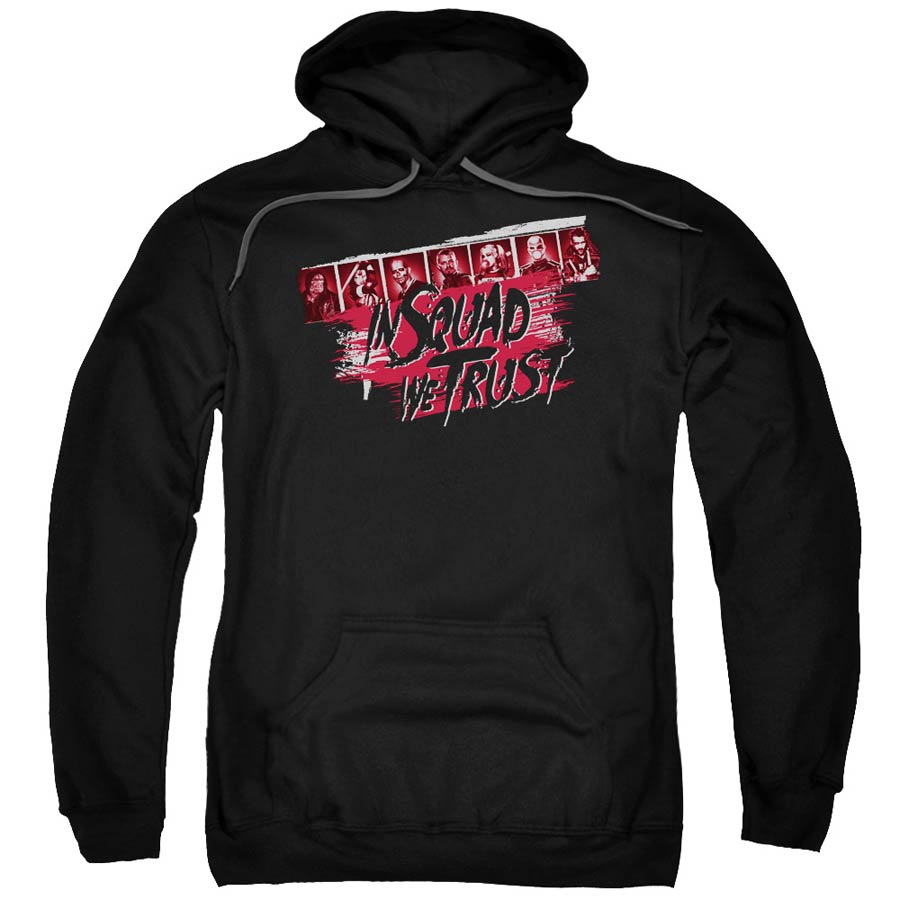 Suicide Squad Movie In Squad We Trust Adult Pull-Over Black Hoodie XX-Large