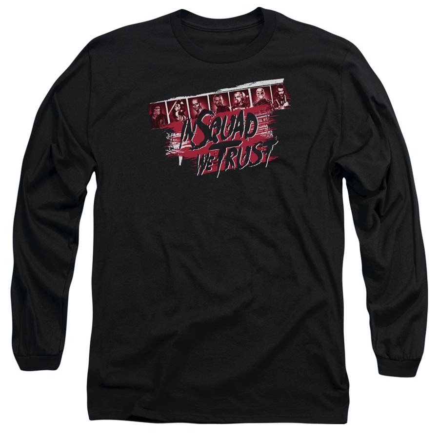 Suicide Squad Movie In Squad We Trust Adult 18/1 Black Long Sleeve Shirt Small