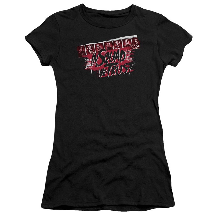Suicide Squad Movie In Squad We Trust Premium Bella Junior Sheer Jersey Black T-Shirt Large