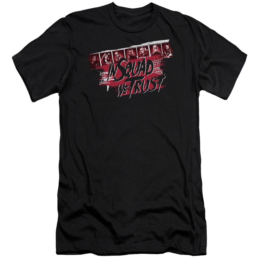 Suicide Squad Movie In Squad We Trust Premuim Canvas Adult Slim Fit 30/1 Black T-Shirt Large