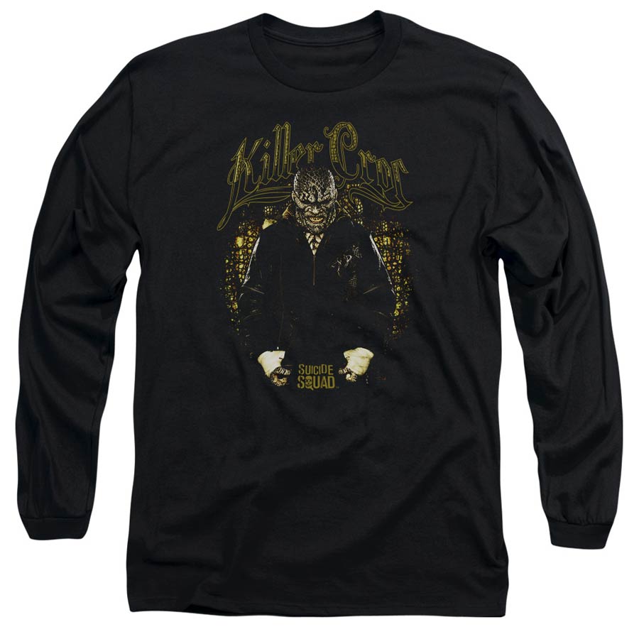 Suicide Squad Movie Killer Croc Skin Adult 18/1 Black Long Sleeve Shirt Large