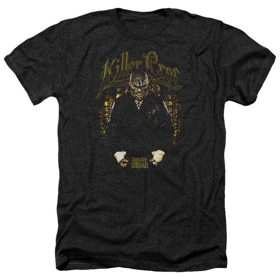 Suicide Squad Movie Killer Croc Skin Adult Heather Black T-Shirt Large