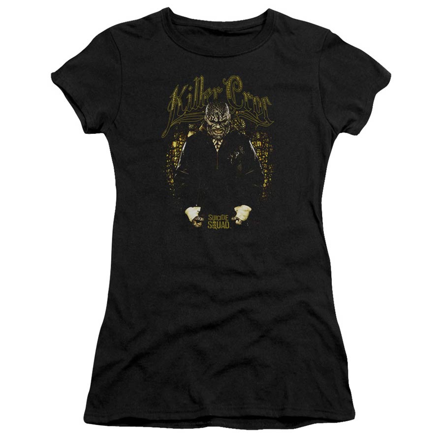 Suicide Squad Movie Killer Croc Skin Premium Bella Junior Sheer Jersey Black T-Shirt Large