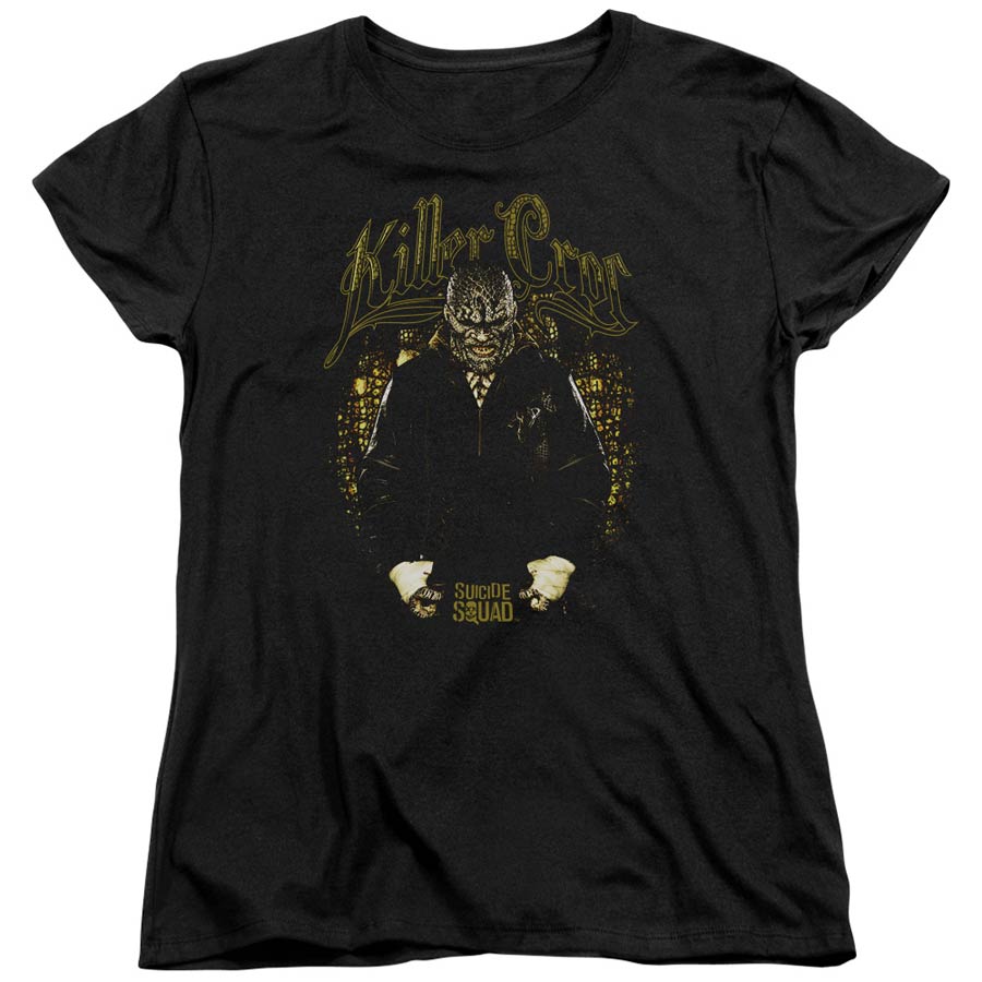 Suicide Squad Movie Killer Croc Skin Womens Black Short Sleeve T-Shirt Large