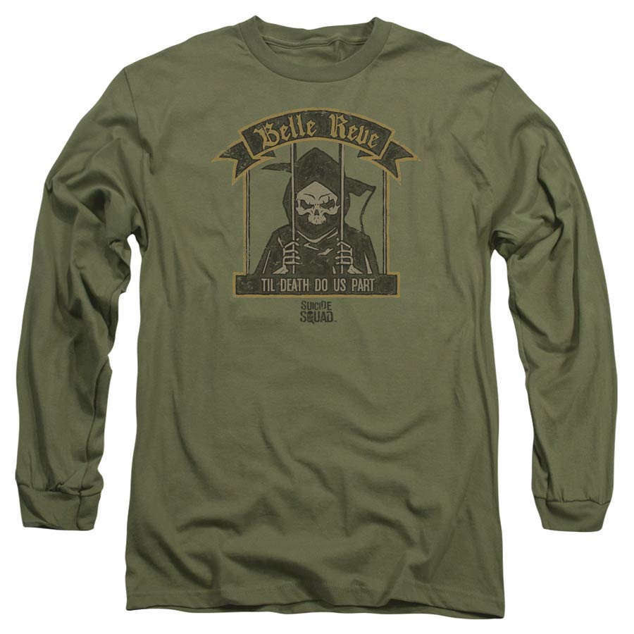 Suicide Squad Movie Belle Reve Adult 18/1 Military Green Long Sleeve Shirt X-Large