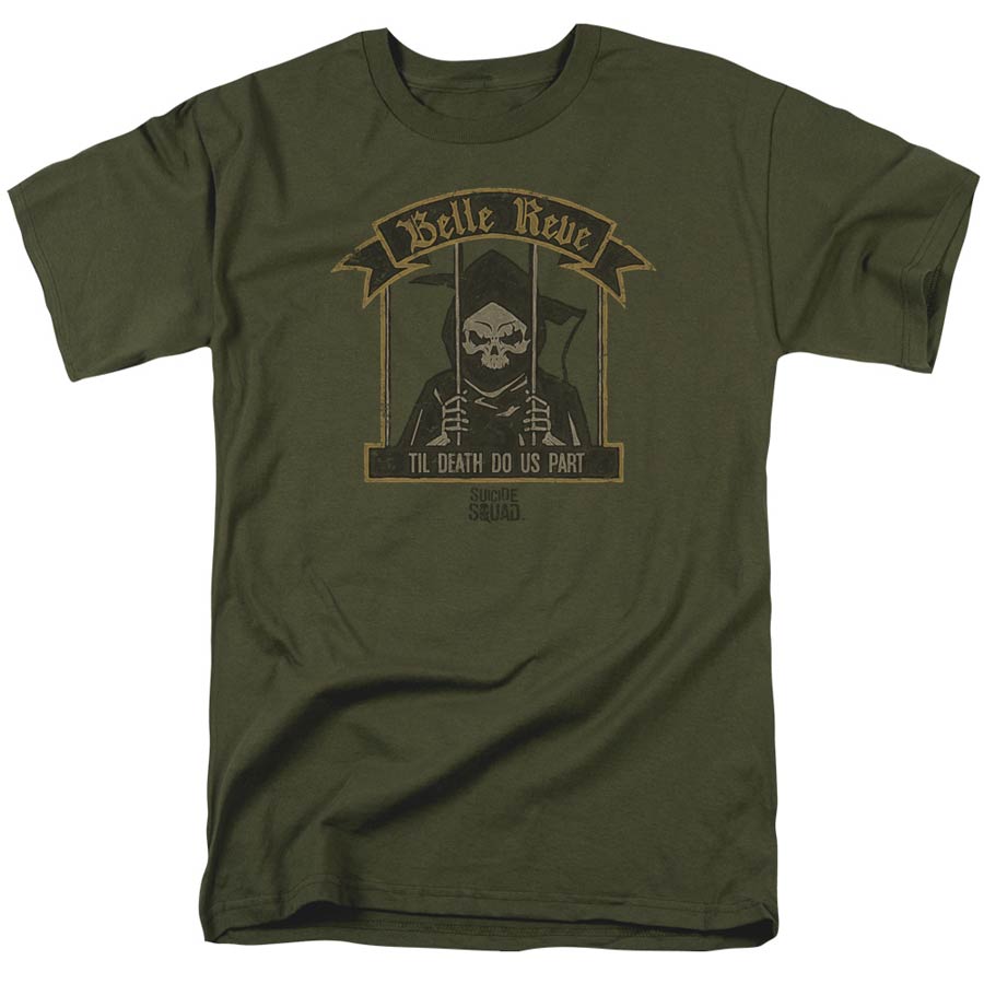 Suicide Squad Movie Belle Reve Adult 18/1 Military Green Short Sleeve T-Shirt XXX-Large
