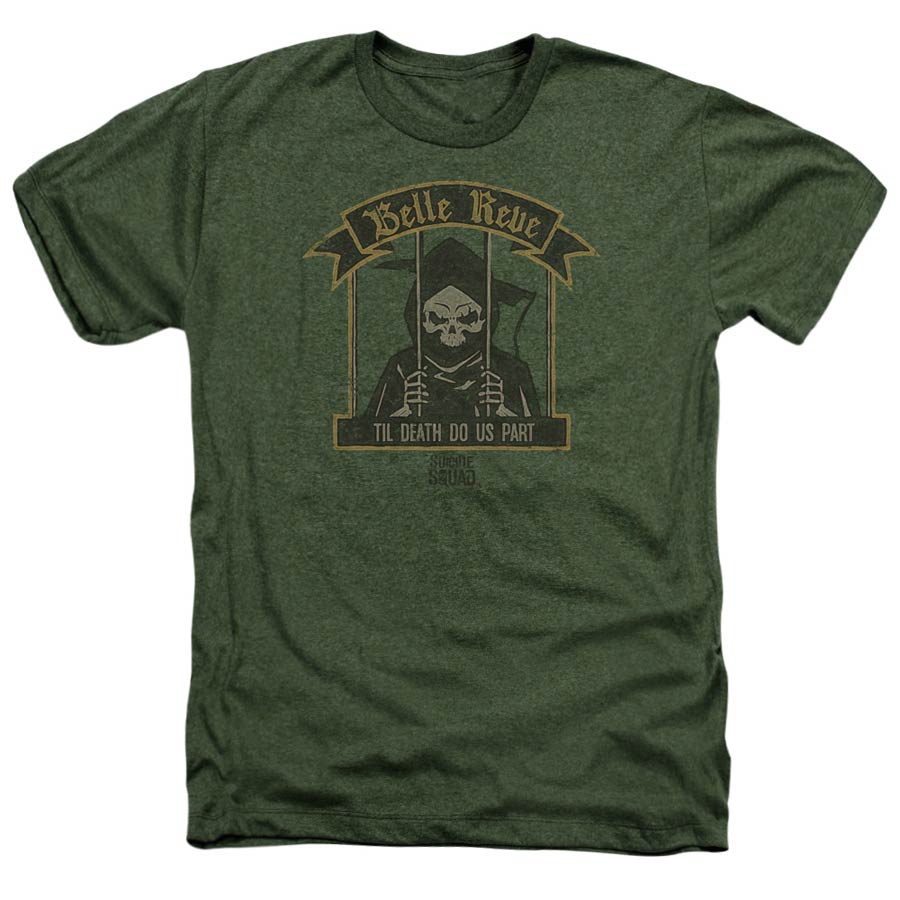Suicide Squad Movie Belle Reve Adult Heather Military Green T-Shirt Large