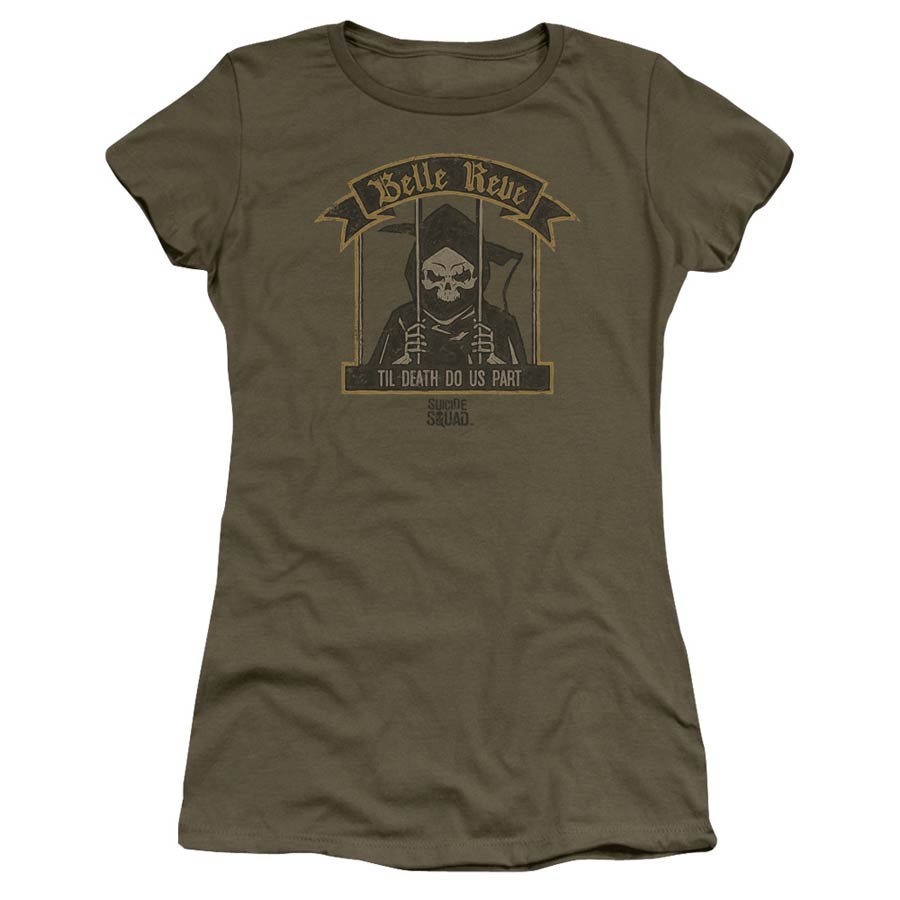 Suicide Squad Movie Belle Reve Premium Bella Junior Sheer Jersey Military Green T-Shirt Large