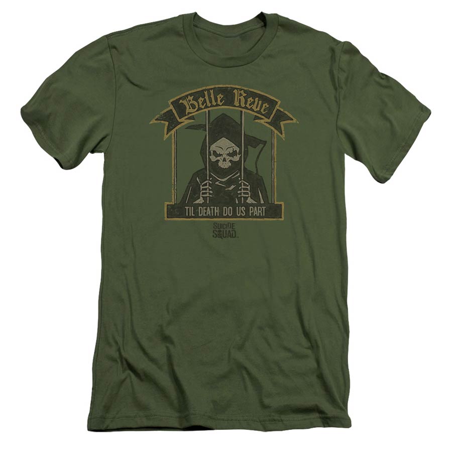 Suicide Squad Movie Belle Reve Premuim Canvas Adult Slim Fit 30/1 Military Green T-Shirt Large
