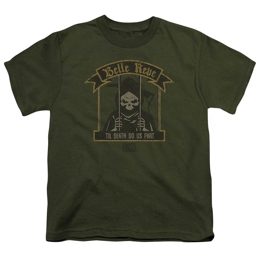 Suicide Squad Movie Belle Reve Youth 18/1 Military Green Short Sleeve T-Shirt Large