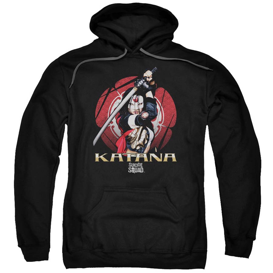Suicide Squad Movie Katana Flower Adult Pull-Over Black Hoodie X-Large