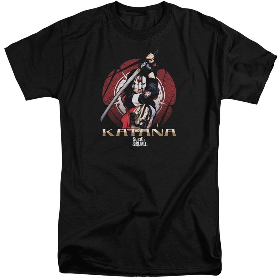 Suicide Squad Movie Katana Flower Adult Tall Fit Black Short Sleeve T-Shirt XXX-Large