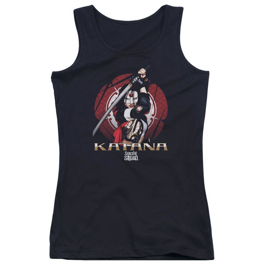 Suicide Squad Movie Katana Flower Juniors Tank Top Black T-Shirt Large