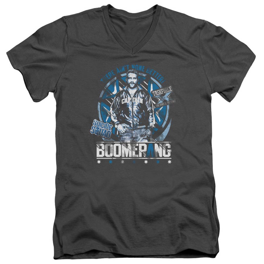 Suicide Squad Movie Aint None Better Adult V-Neck 30/1 Charcoal Short Sleeve T-Shirt Large