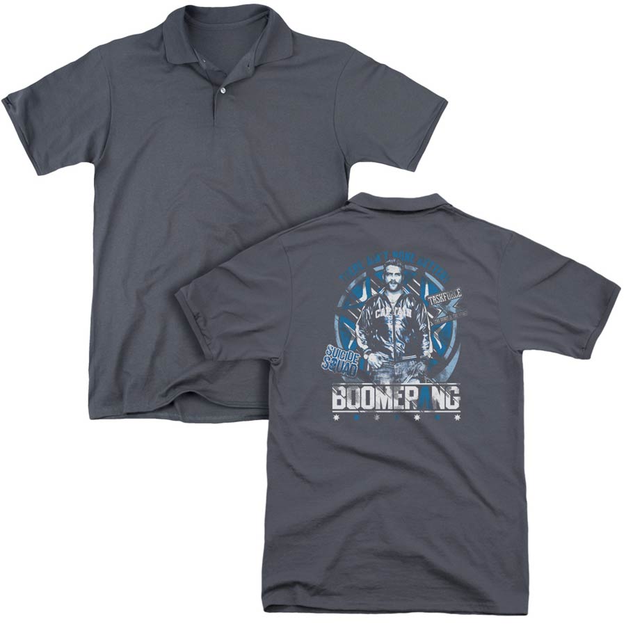 Suicide Squad Movie Aint None Better (Back Print) Mens Regular Fit Charcoal Polo T-Shirt Large