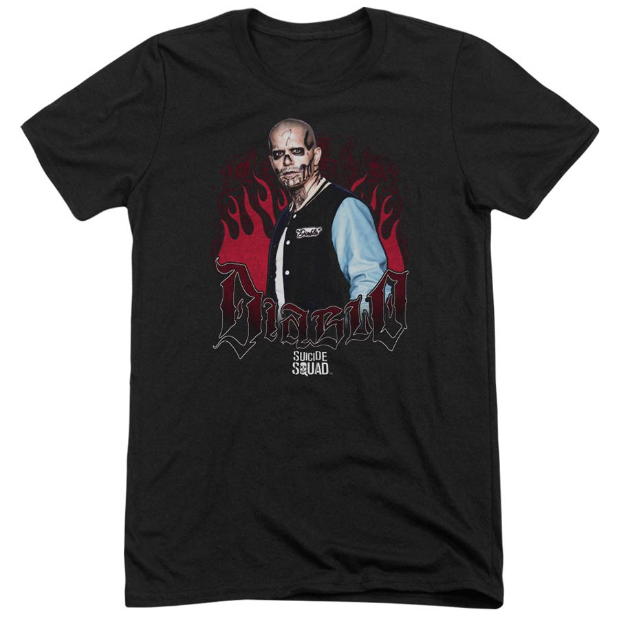 Suicide Squad Movie Diablo Flames Adult Tri-Blend Black Short Sleeve T-Shirt Large