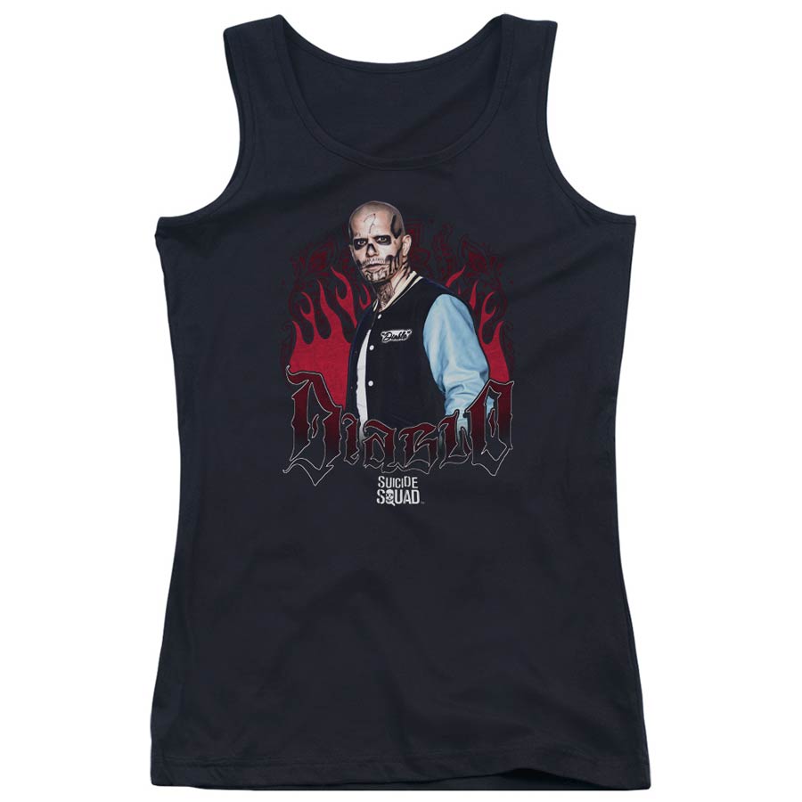 Suicide Squad Movie Diablo Flames Juniors Tank Top Black T-Shirt Large