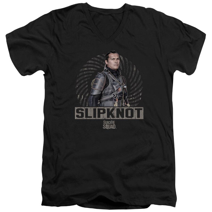 Suicide Squad Movie Slipknot Rope Adult V-Neck 30/1 Black Short Sleeve T-Shirt Large