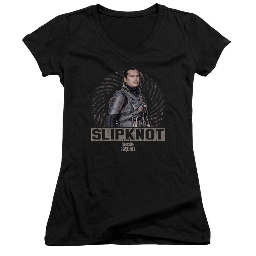 Suicide Squad Movie Slipknot Rope Junior V-Neck Black T-Shirt Large