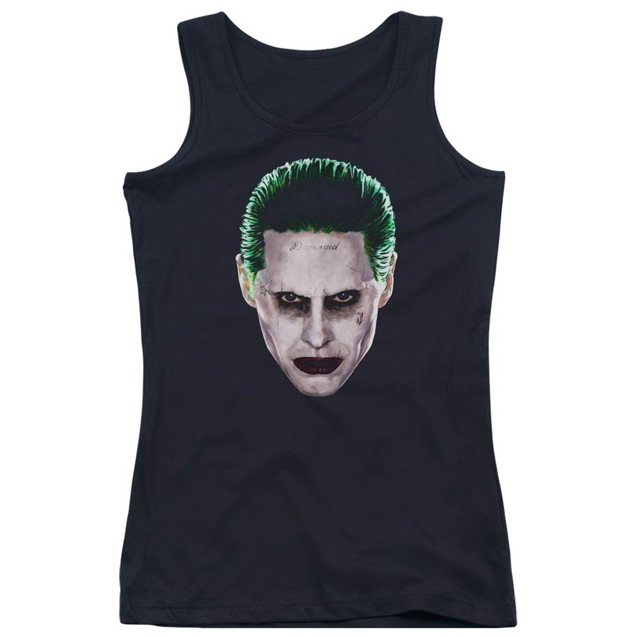 Suicide Squad Movie Joker Head Juniors Tank Top Black T-Shirt Large