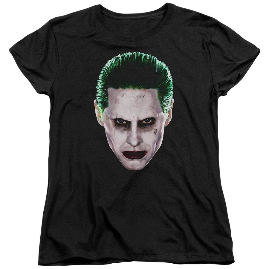 Suicide Squad Movie Joker Head Short Sleeve Womens Black T-Shirt Large