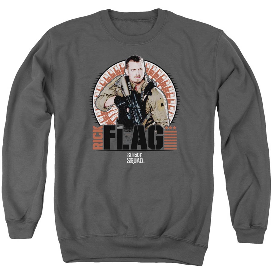 Suicide Squad Movie Rick Flagg Bullets Adult Charcoal Crew Sweatshirt XXX-Large
