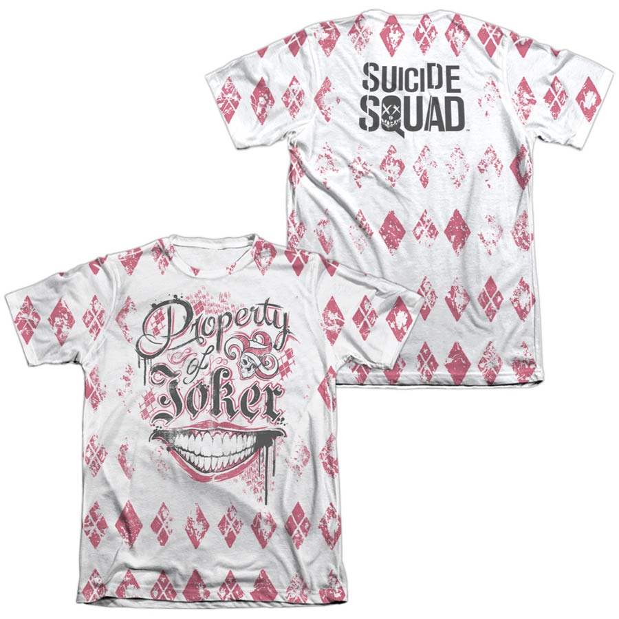 Suicide Squad Movie Teachers Pet (Front/Back Print) Mens Poly Cotton White T-Shirt Large