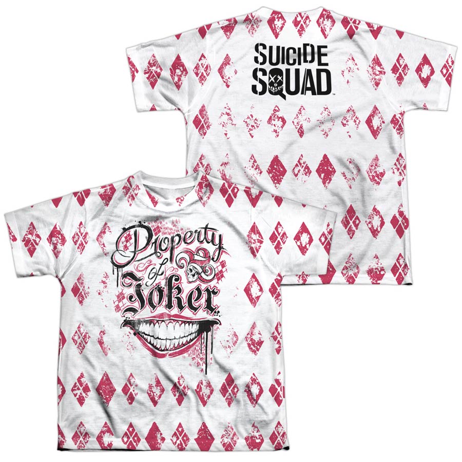 Suicide Squad Movie Teachers Pet (Front/Back Print) Youth Poly Crew Neck White T-Shirt Large