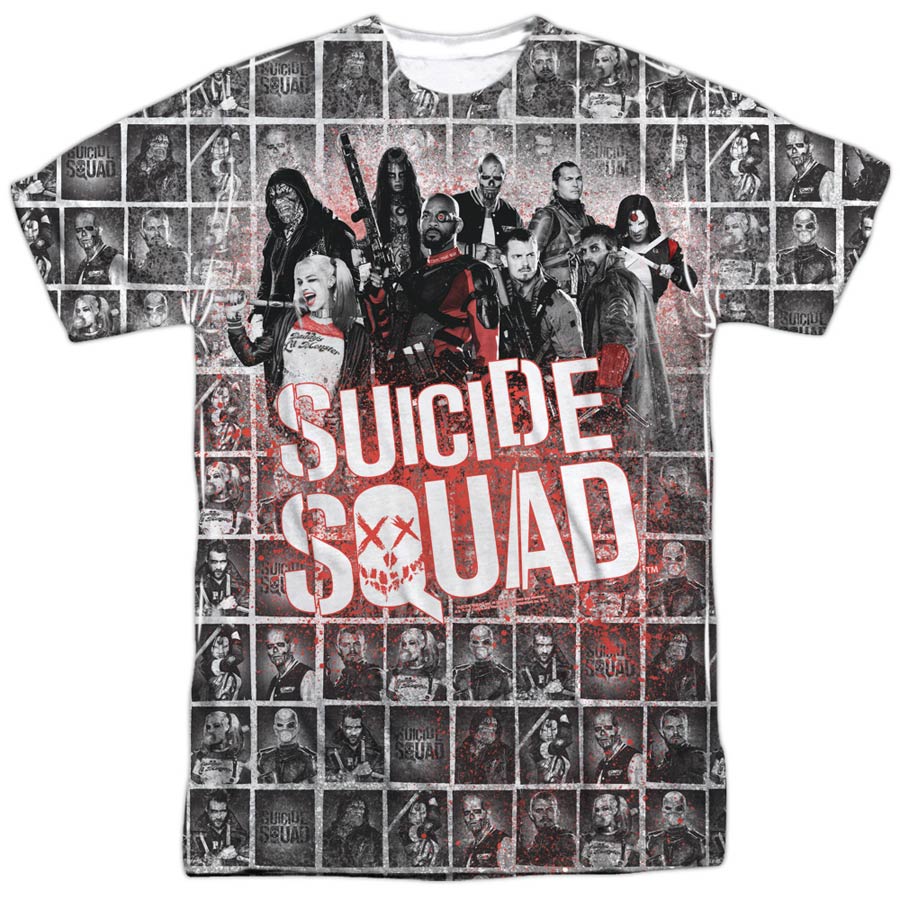Suicide Squad Movie Squad Splatter Mens 100 Percent Poly Crew Neck T-Shirt Large