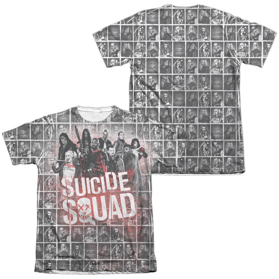 Suicide Squad Movie Squad Splatter (Front/Back Print) Mens Poly Cotton T-Shirt Large