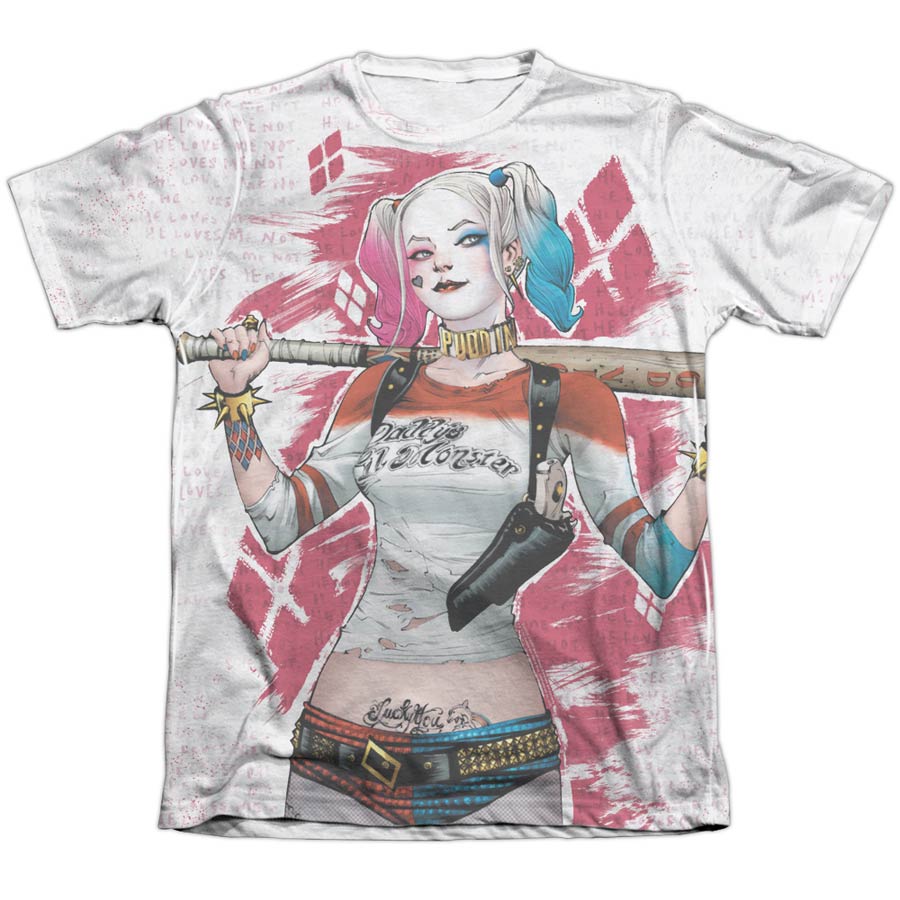 Suicide Squad Movie Harley Drawing Mens Poly Cotton White T-Shirt Large