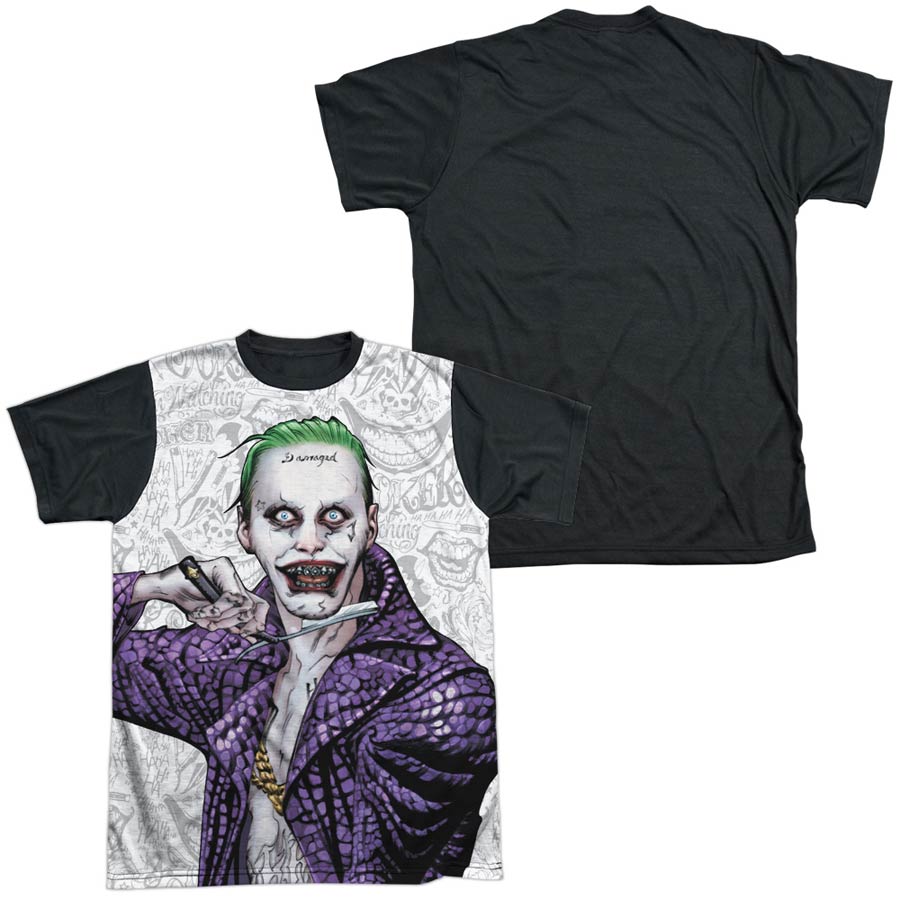 Suicide Squad Movie Across The Throat Mens Black Back White T-Shirt Large