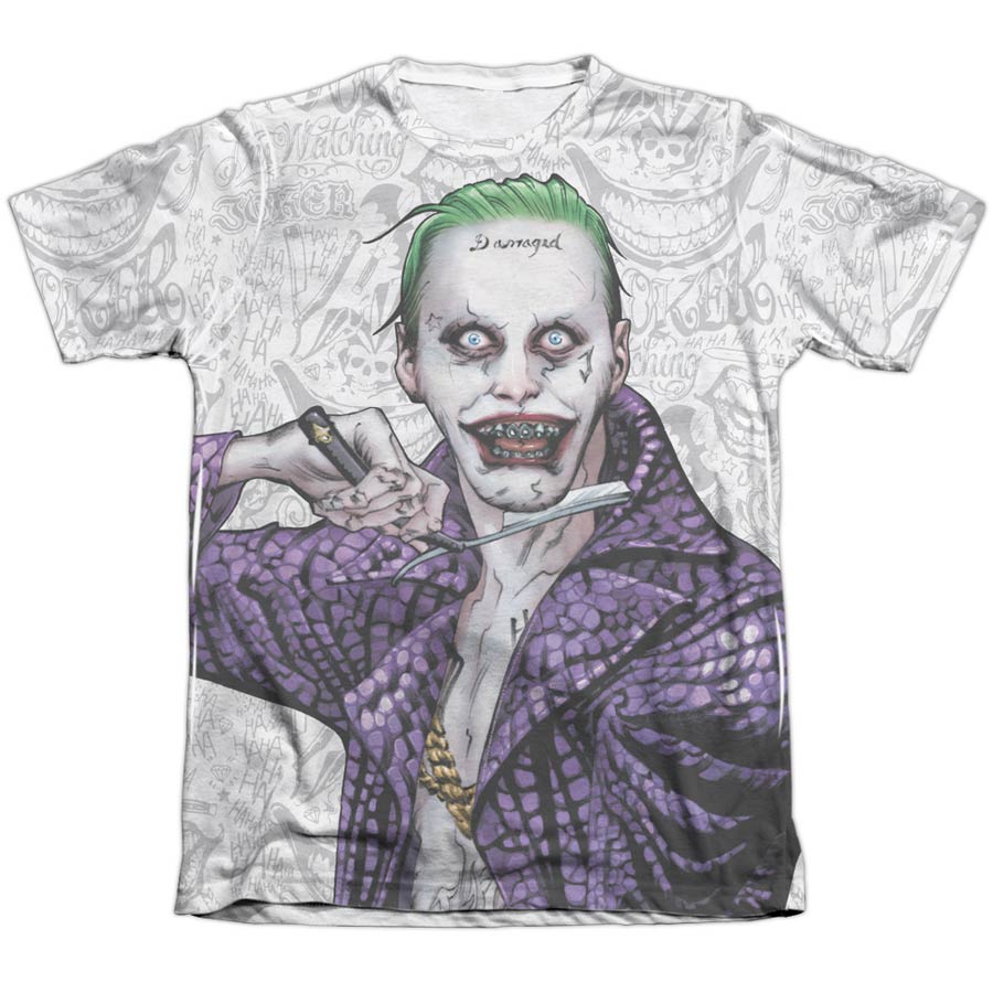 Suicide Squad Movie Across The Throat Mens Poly Cotton White T-Shirt XXX-Large