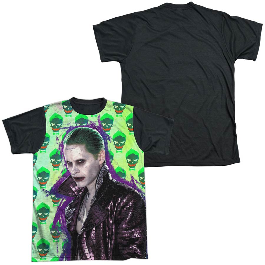 Suicide Squad Movie Joker Jacket Skull Mens Black Back White T-Shirt Large