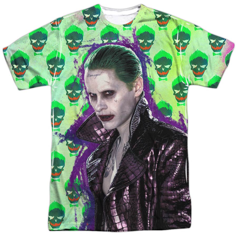 Suicide Squad Movie Joker Jacket Skull Mens 100 Percent Poly Crew Neck T-Shirt Large