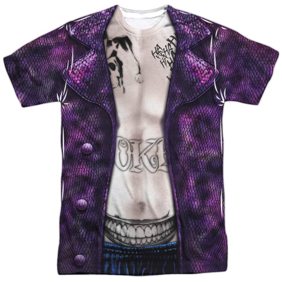 Suicide Squad Movie Joker Costume Mens 100 Percent Poly Crew Neck T-Shirt Large