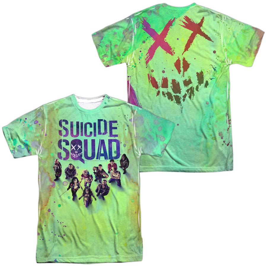 Suicide Squad Movie Poster (Front/Back Print) Mens 100 Percent Poly Crew Neck T-Shirt XXX-Large