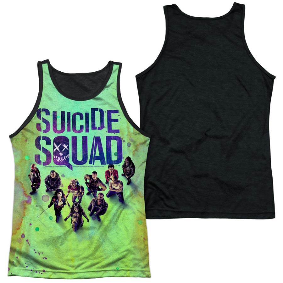 Suicide Squad Movie Poster Adult Tank 100 Percent Poly Black Back T-Shirt XXX-Large