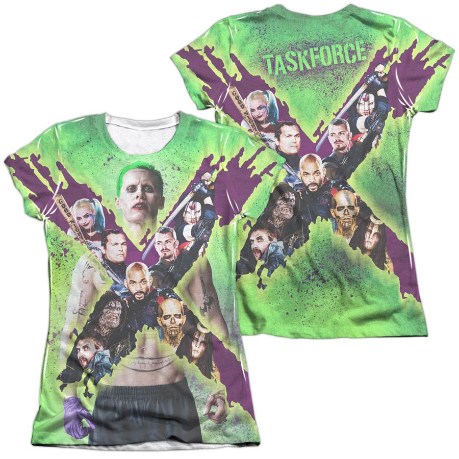 Suicide Squad Movie Taskforce X (Front/Back Print) Womens Poly Cotton Crew Neck T-Shirt Large