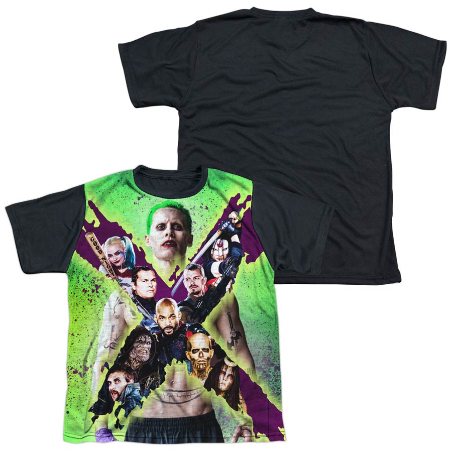 Suicide Squad Movie Taskforce X Youth Black Back White T-Shirt Large