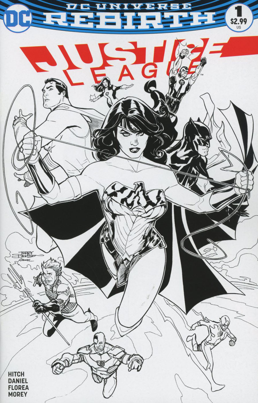 Justice League Vol 3 #1 Cover C Midtown Exclusive Terry Dodson Black & White Variant Cover